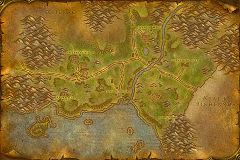 Map of Hillsbrad Foothills in World of Warcraft Classic