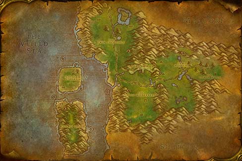Map of Feralas in World of Warcraft Classic