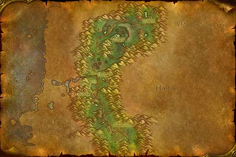 Map of Felwood in World of Warcraft Classic
